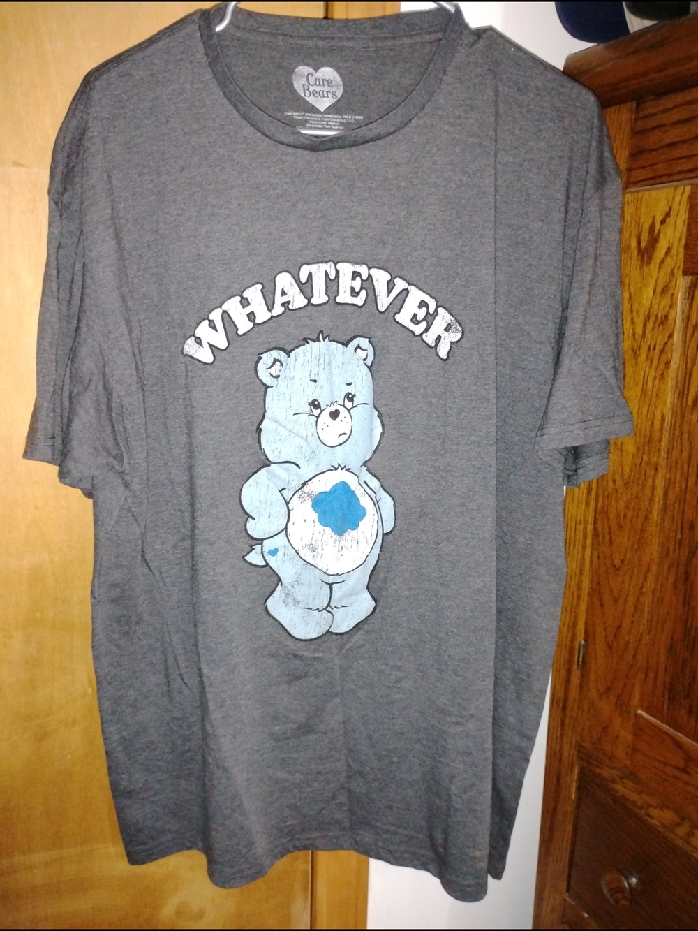 Care Bears "Whatever" Graphic Tee - Gray with Blue Bear And The Sandlot